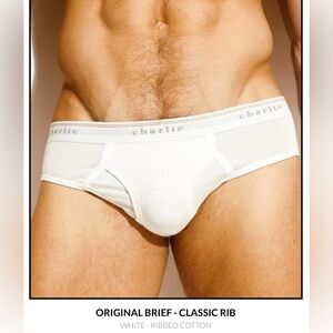 NEW Charlie by Matthew Zink. Original Brief. Size M. White. Ribbed Cotton.